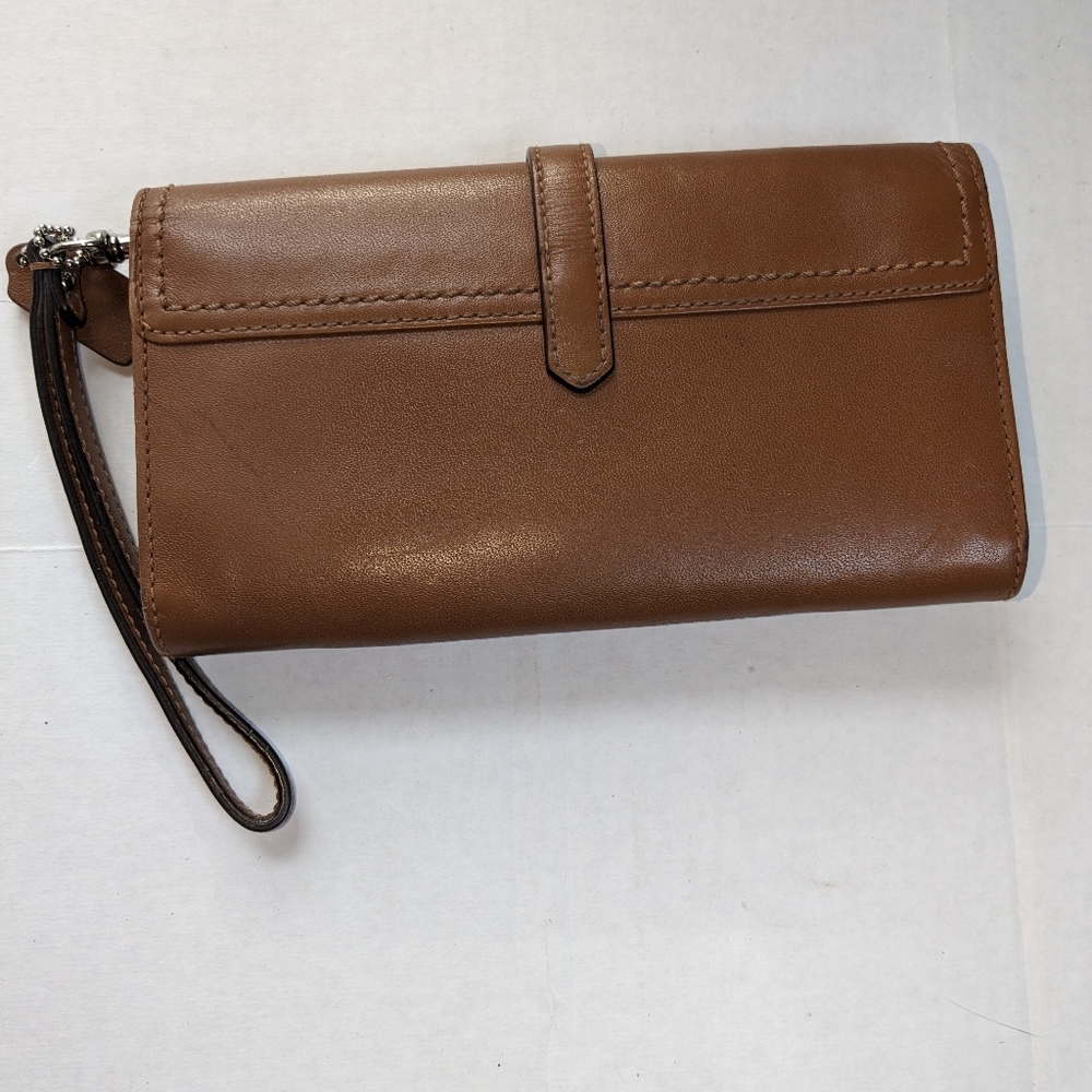 Coach Brown Leather Wallet Wristlet - Picture 2 of 5